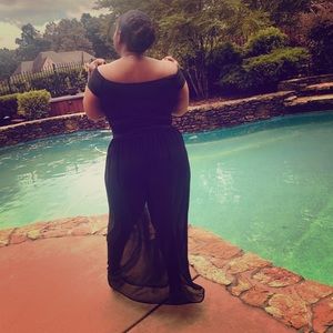 One piece body suit with sheer skirt